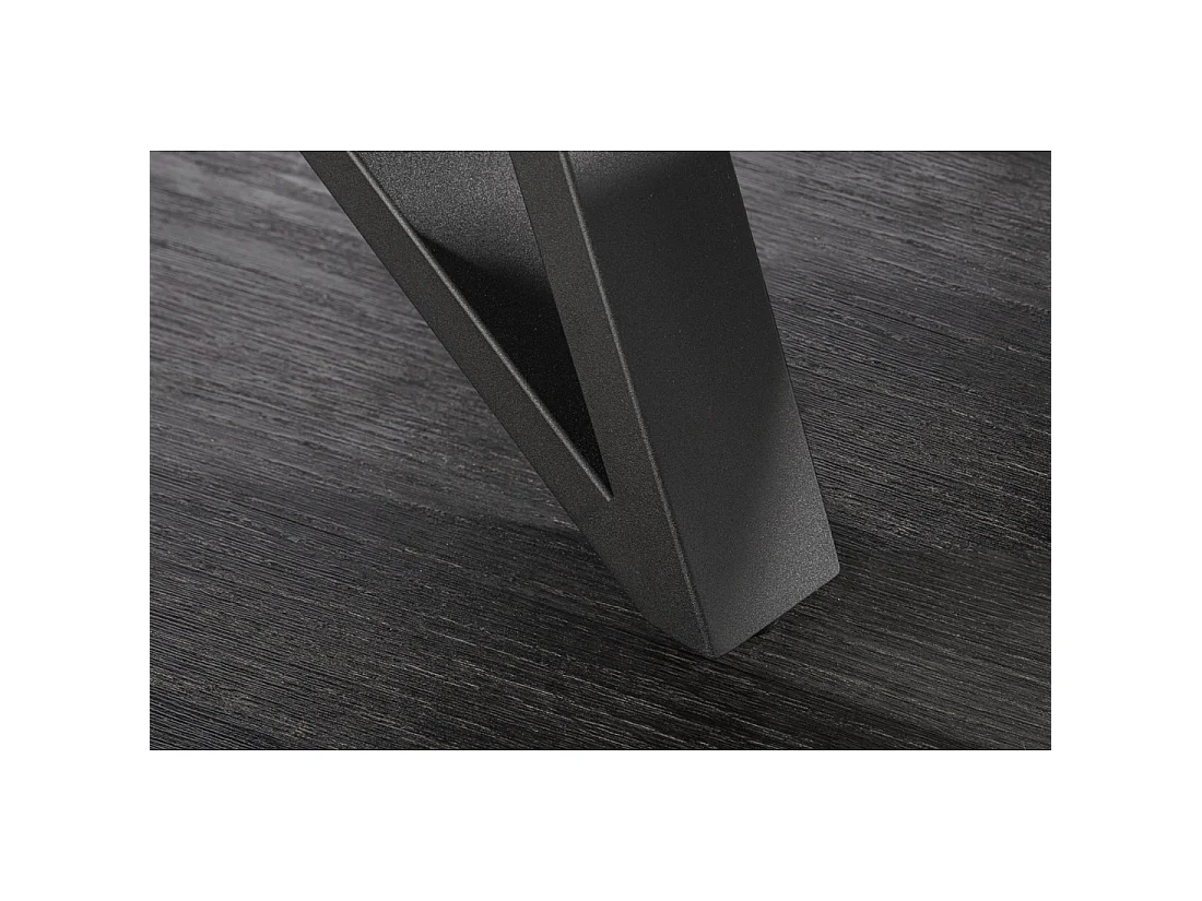 Table de salle à manger extensible LIXOR 160-200 cm – Céramique effet marbre blanc et piètement géométrique noir