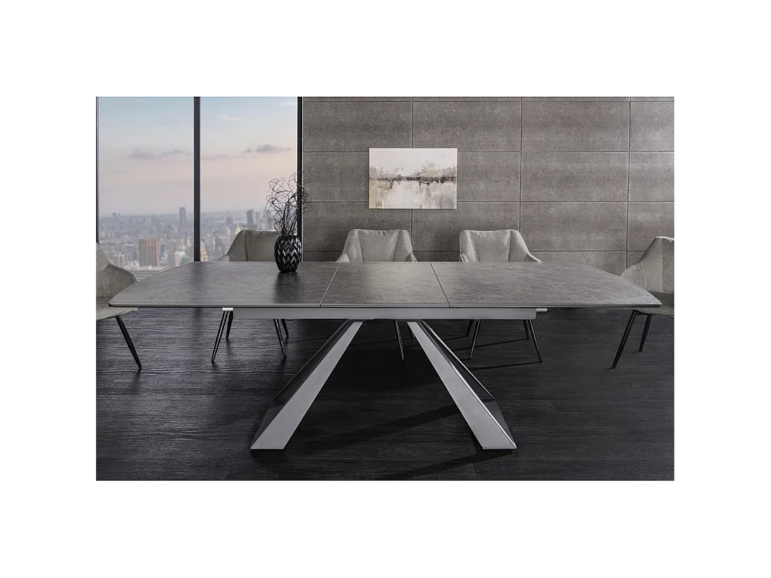 Mesa de comedor extensible OBLIKA 180-230 cm – Cerámica negra y metal