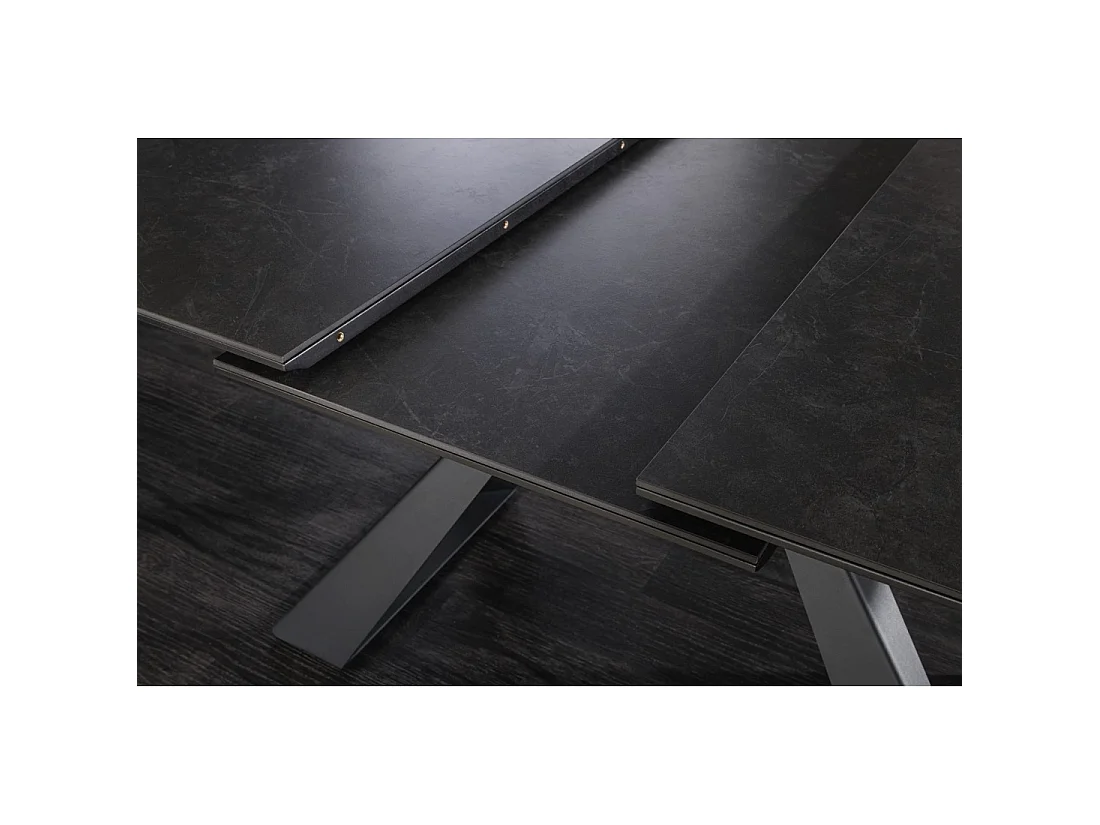 Mesa de comedor extensible OBLIKA 180-230 cm – Cerámica negra y metal