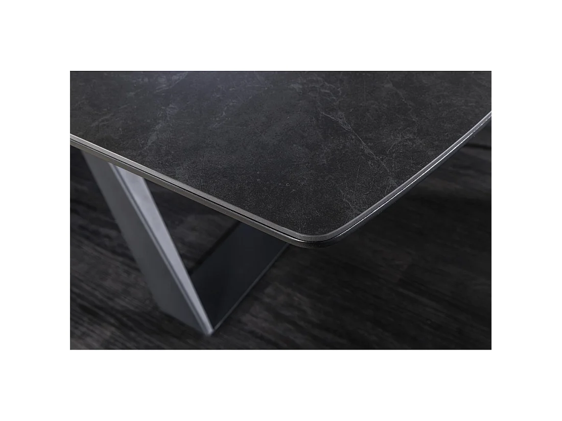 Mesa de comedor extensible OBLIKA 180-230 cm – Cerámica negra y metal