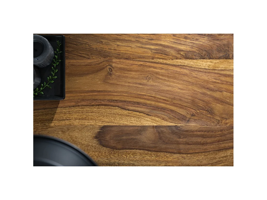 Nesttafel VORTEX van massief Sheesham hout en zwart metaal