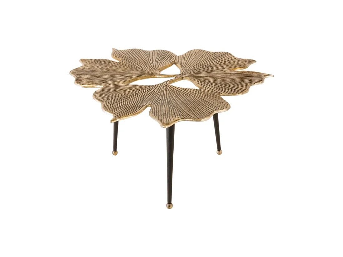 Table basse LOTUSIA dorée 75 cm – Design floral sculptural en aluminium