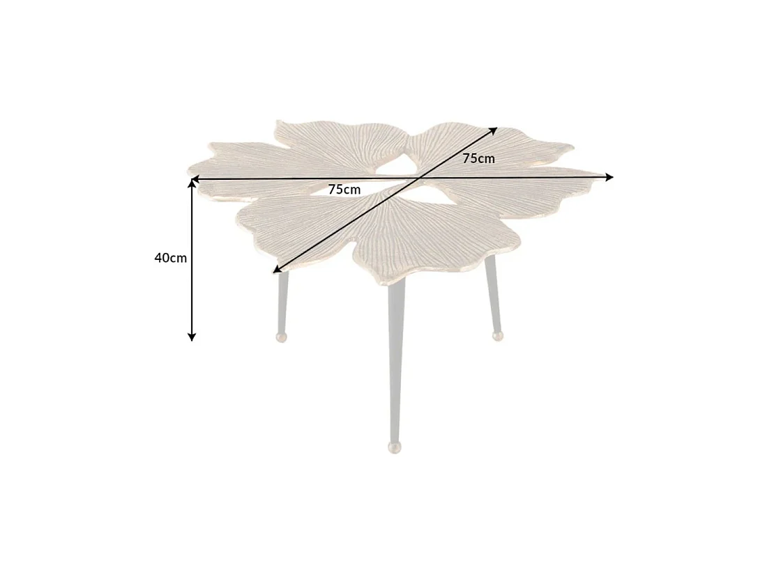 Table basse LOTUSIA dorée 75 cm – Design floral sculptural en aluminium