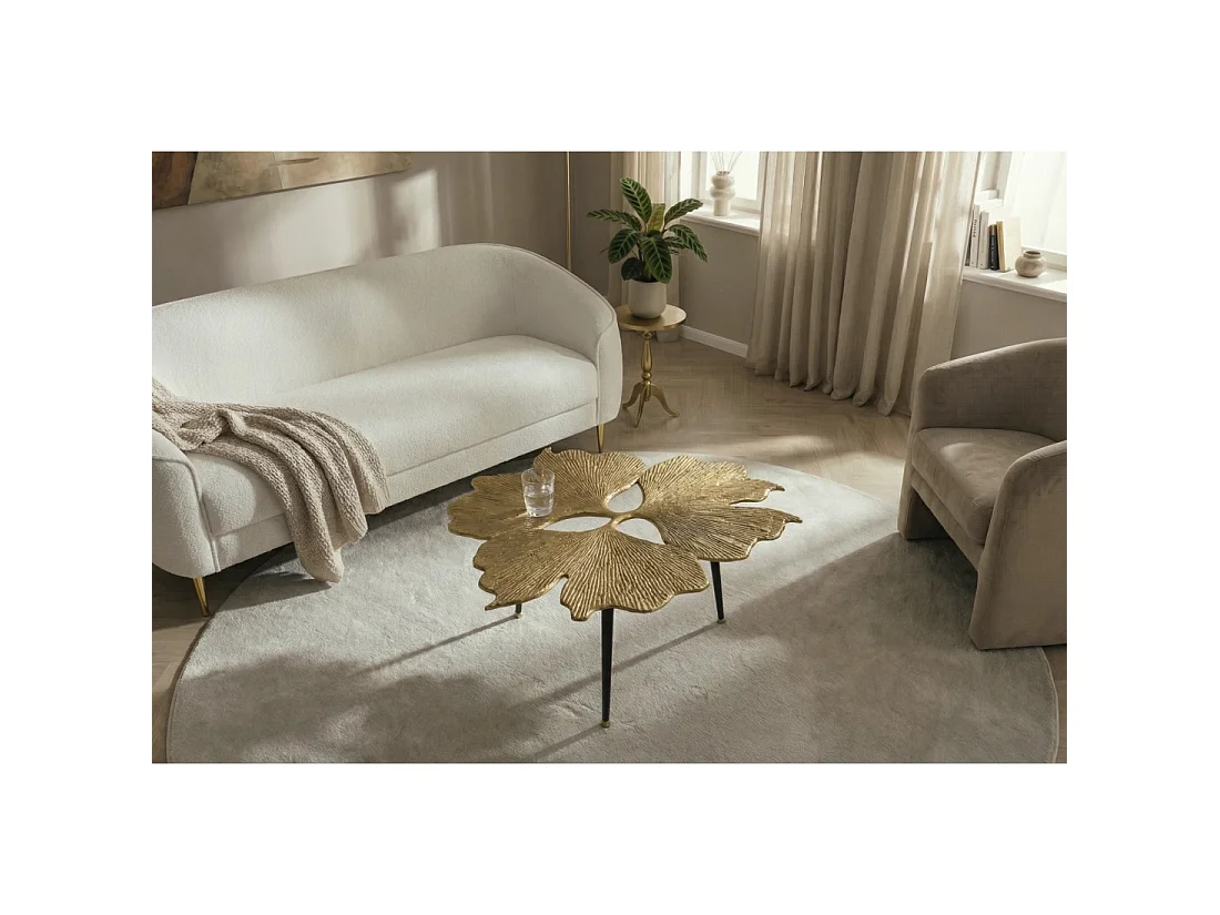 Table basse LOTUSIA dorée 75 cm – Design floral sculptural en aluminium