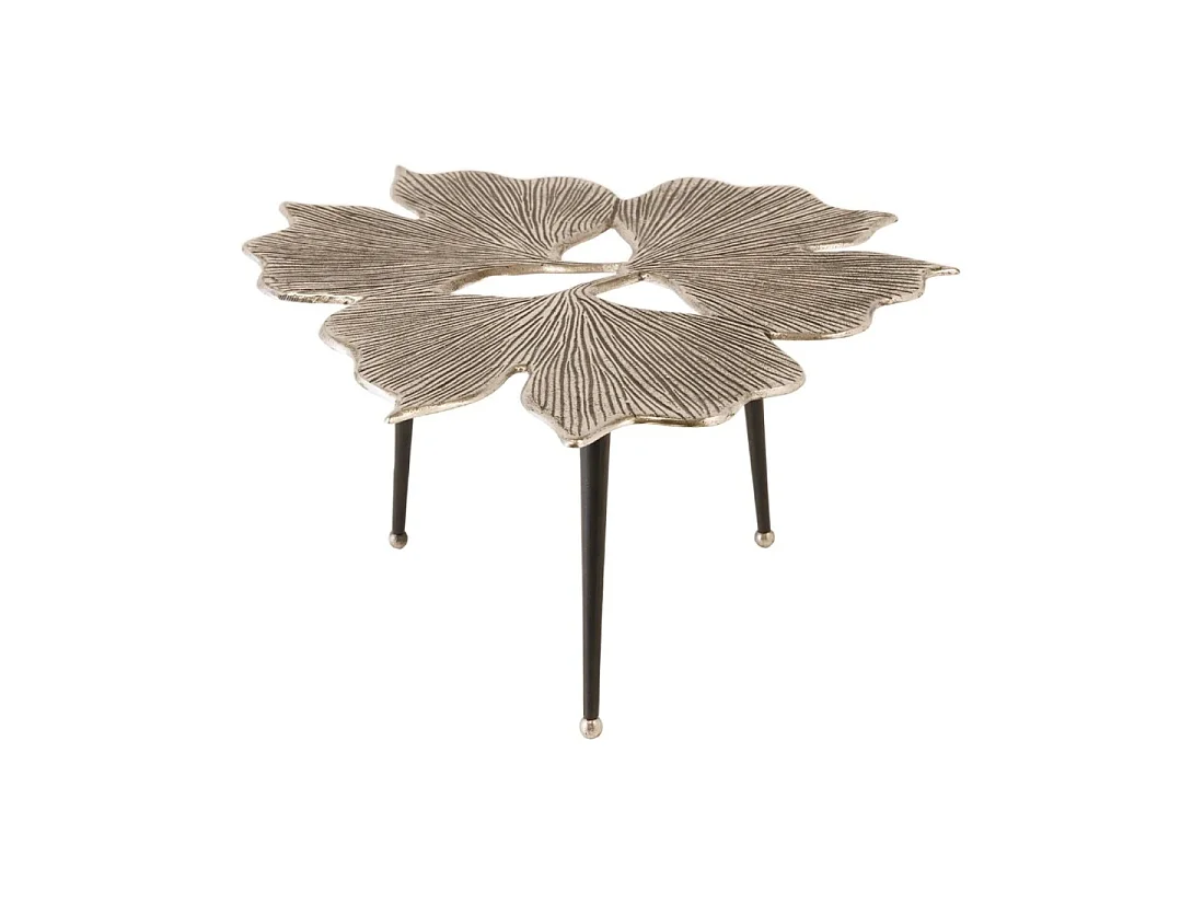 Table basse LOTUSIA argentée 75 cm – Design floral sculptural en aluminium