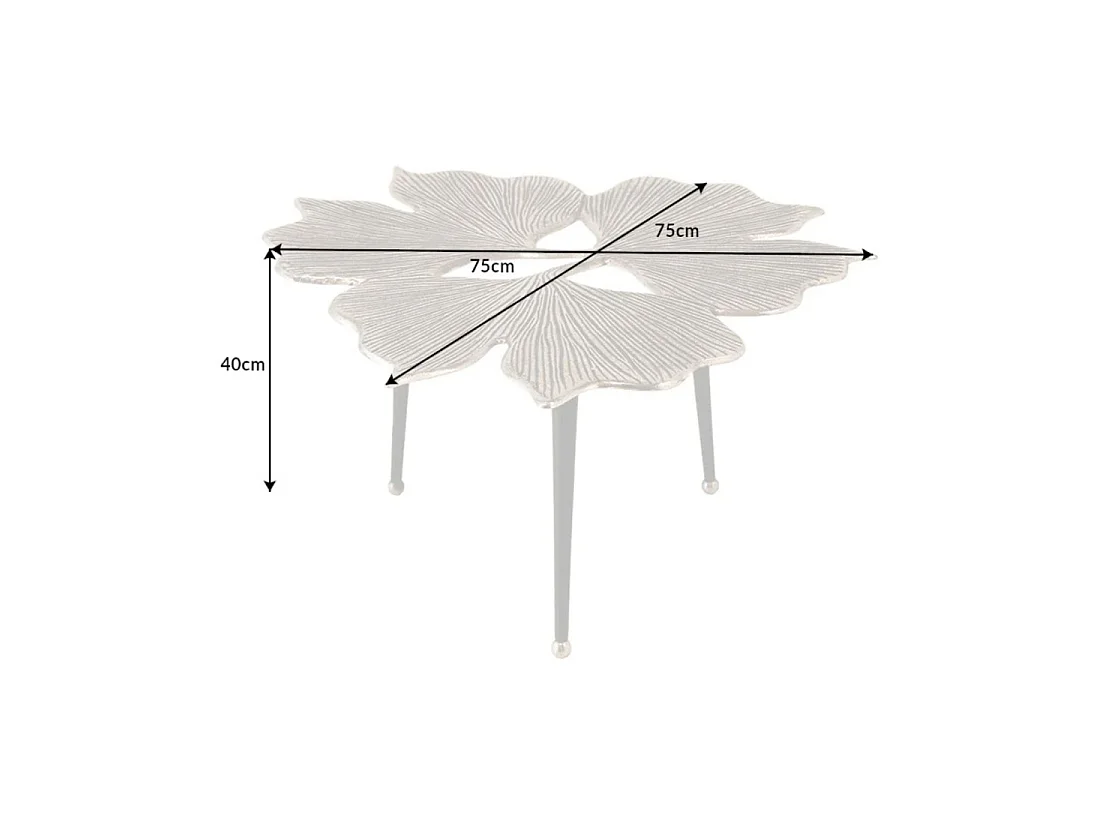 Table basse LOTUSIA argentée 75 cm – Design floral sculptural en aluminium