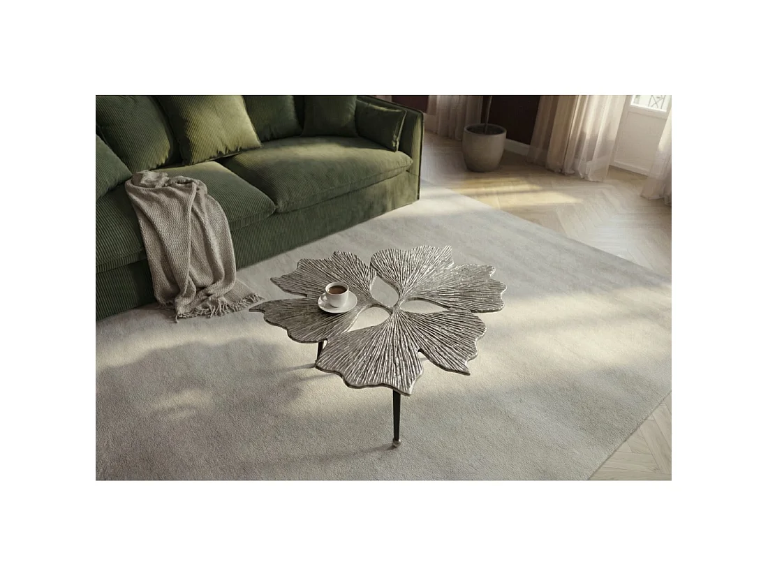 Table basse LOTUSIA argentée 75 cm – Design floral sculptural en aluminium