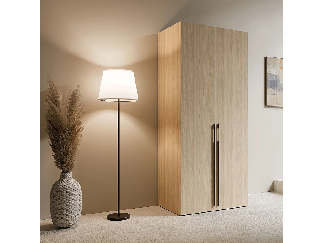 Armario SORIA 90 cm roble y negro - 2 puertas batientes
