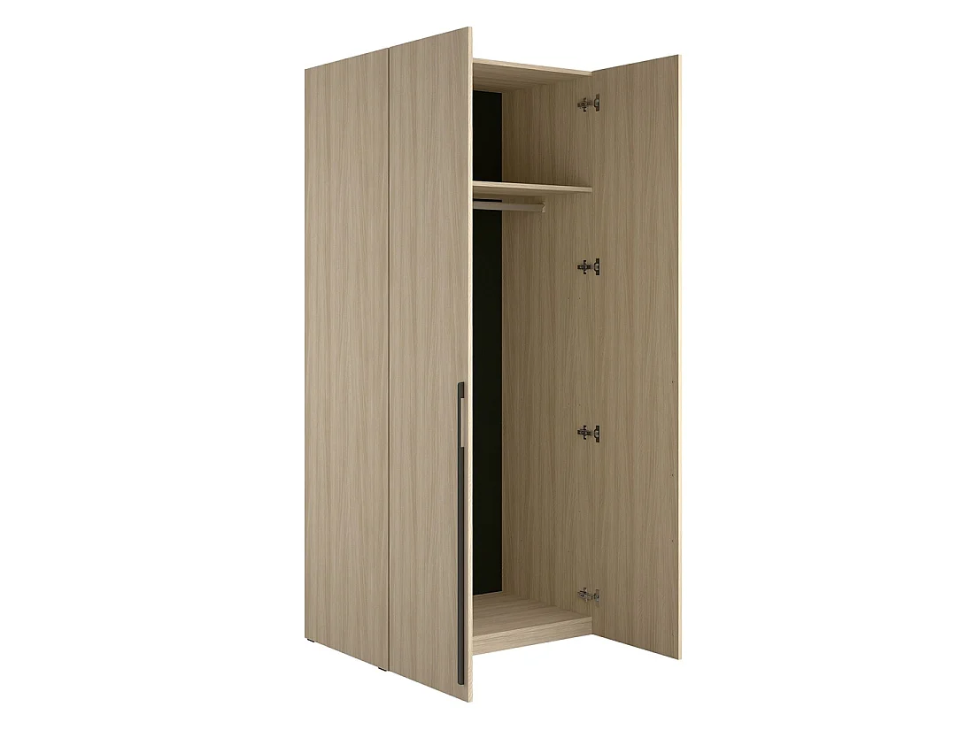 Armario SORIA 90 cm roble y negro - 2 puertas batientes
