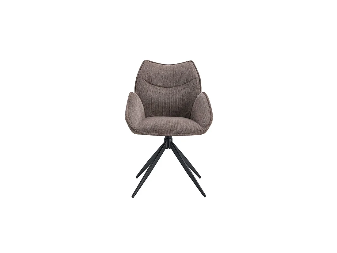 Drehbarer Esszimmerstuhl MOOREA – Braun Stoff – Schwarze Metallbeine – Höhe 90 cm – Design-/Industriestil
