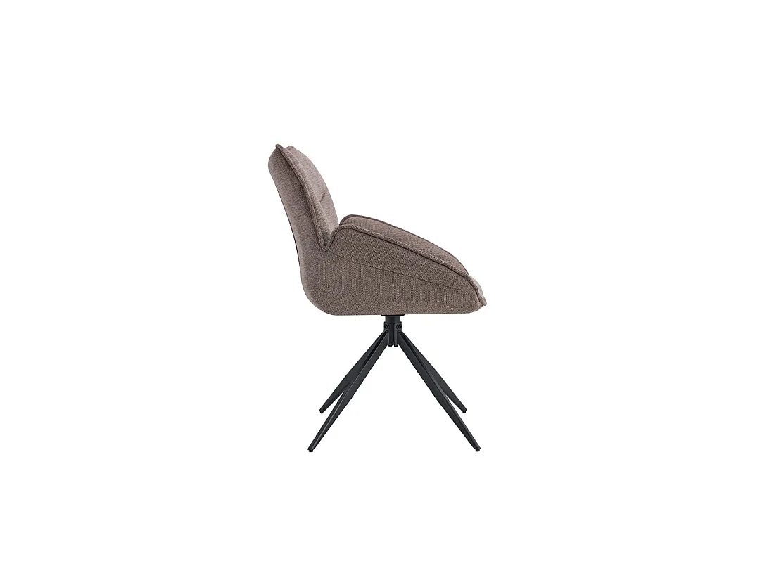 Drehbarer Esszimmerstuhl MOOREA – Braun Stoff – Schwarze Metallbeine – Höhe 90 cm – Design-/Industriestil