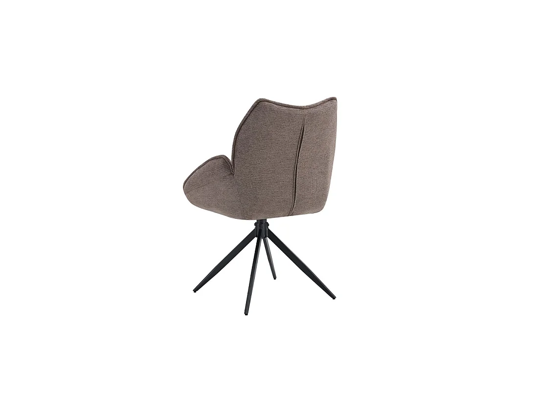 Drehbarer Esszimmerstuhl MOOREA – Braun Stoff – Schwarze Metallbeine – Höhe 90 cm – Design-/Industriestil