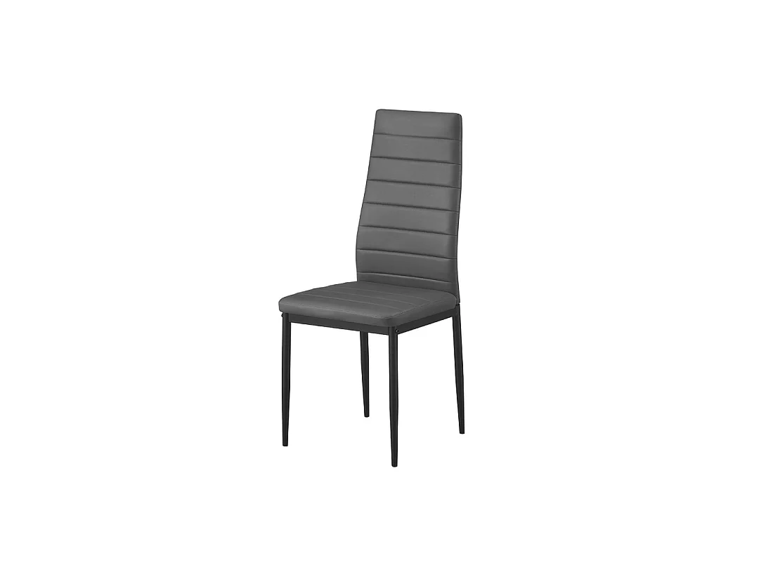 Set von 4 KEIZO Esszimmerstühlen – Modernes Design – Schwarze Metallbeine – Graue PU-Beschichtung