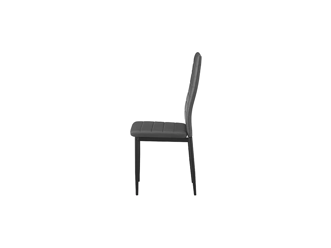 Set von 4 KEIZO Esszimmerstühlen – Modernes Design – Schwarze Metallbeine – Graue PU-Beschichtung