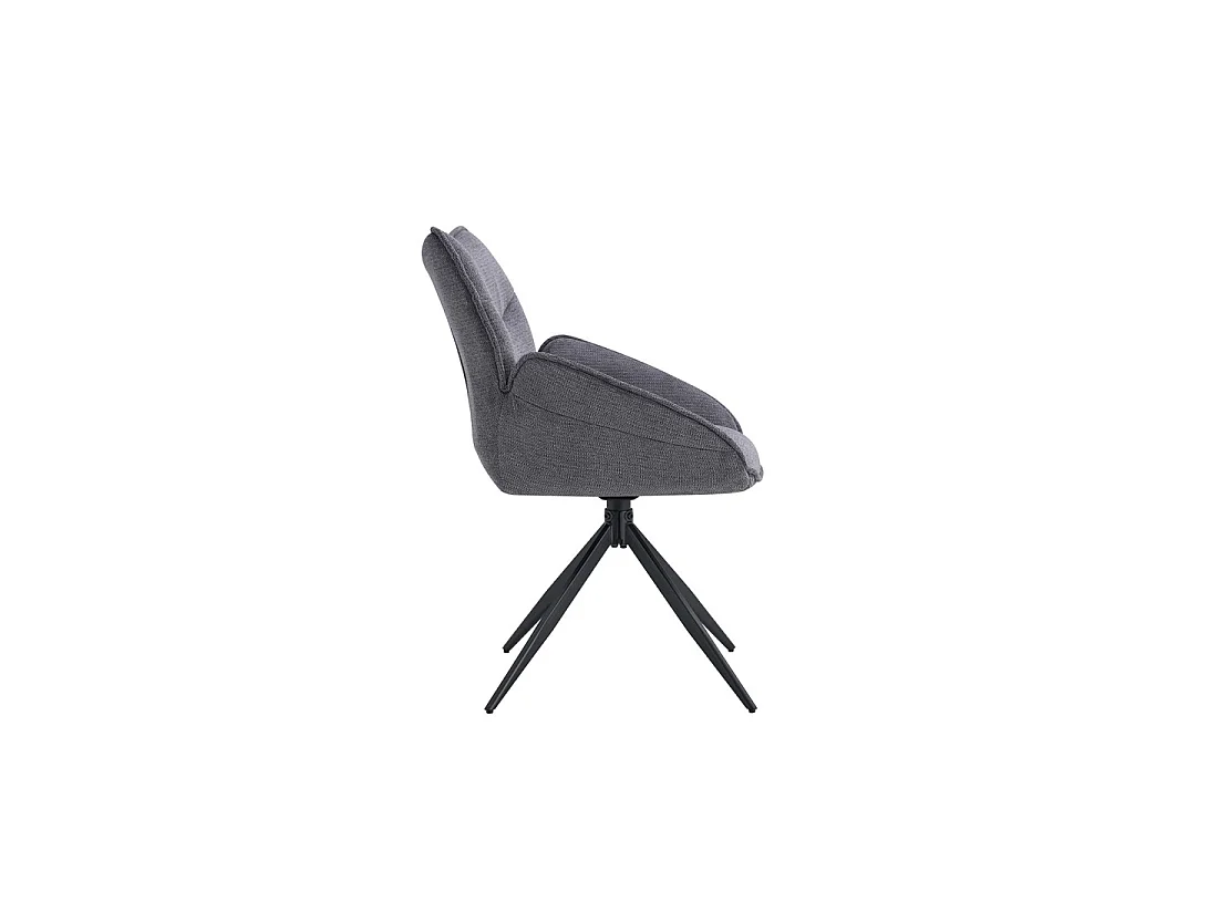 Draaibare eetkamerstoel MOOREA - Donkergrijze stof - Zwarte metalen poten - Hoogte 90 cm - Design/industriële stijl