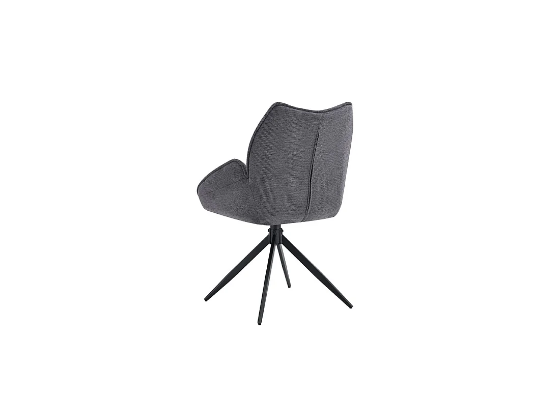 Draaibare eetkamerstoel MOOREA - Donkergrijze stof - Zwarte metalen poten - Hoogte 90 cm - Design/industriële stijl