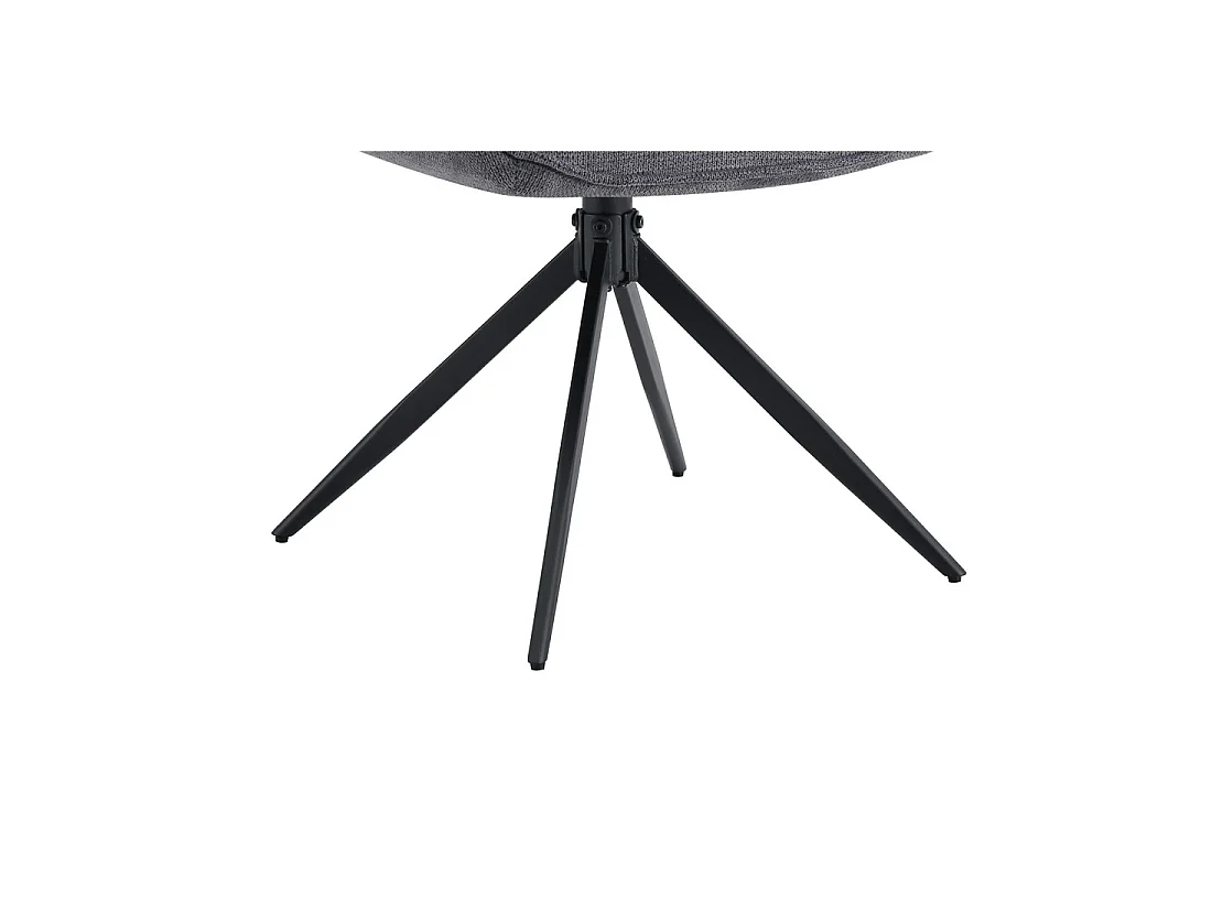 Draaibare eetkamerstoel MOOREA - Donkergrijze stof - Zwarte metalen poten - Hoogte 90 cm - Design/industriële stijl