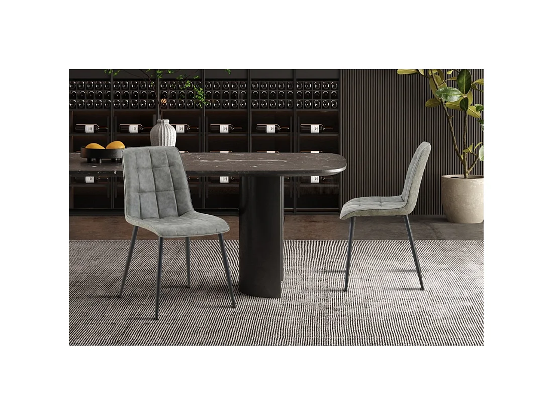 Set von 4 Stühlen MIREA – Grau – Zeitloses Design – Metallbeine – Sitzfläche aus pflegeleichtem PU