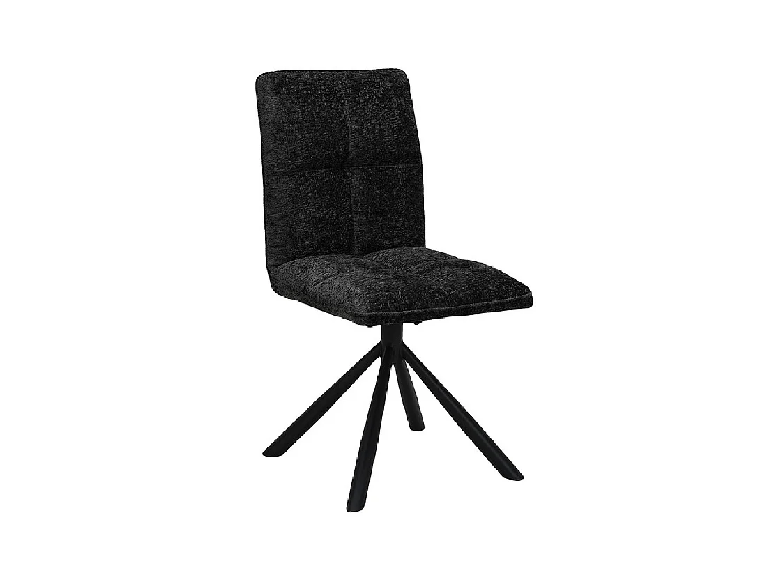 Draaibare eetkamerstoel DANIEL - Donkergrijze stof - Zwarte metalen poten - Hoogte 96,5 cm - Design/industriële stijl