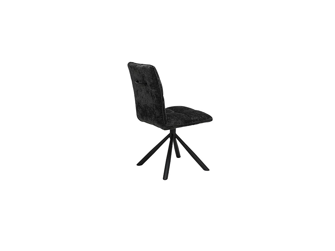 Draaibare eetkamerstoel DANIEL - Donkergrijze stof - Zwarte metalen poten - Hoogte 96,5 cm - Design/industriële stijl
