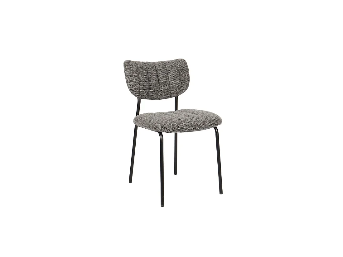 Set van 2 stoelen NORAYA – Donkergrijze stof – Compact ontwerp – Metalen poten – Hedendaagse elegantie
