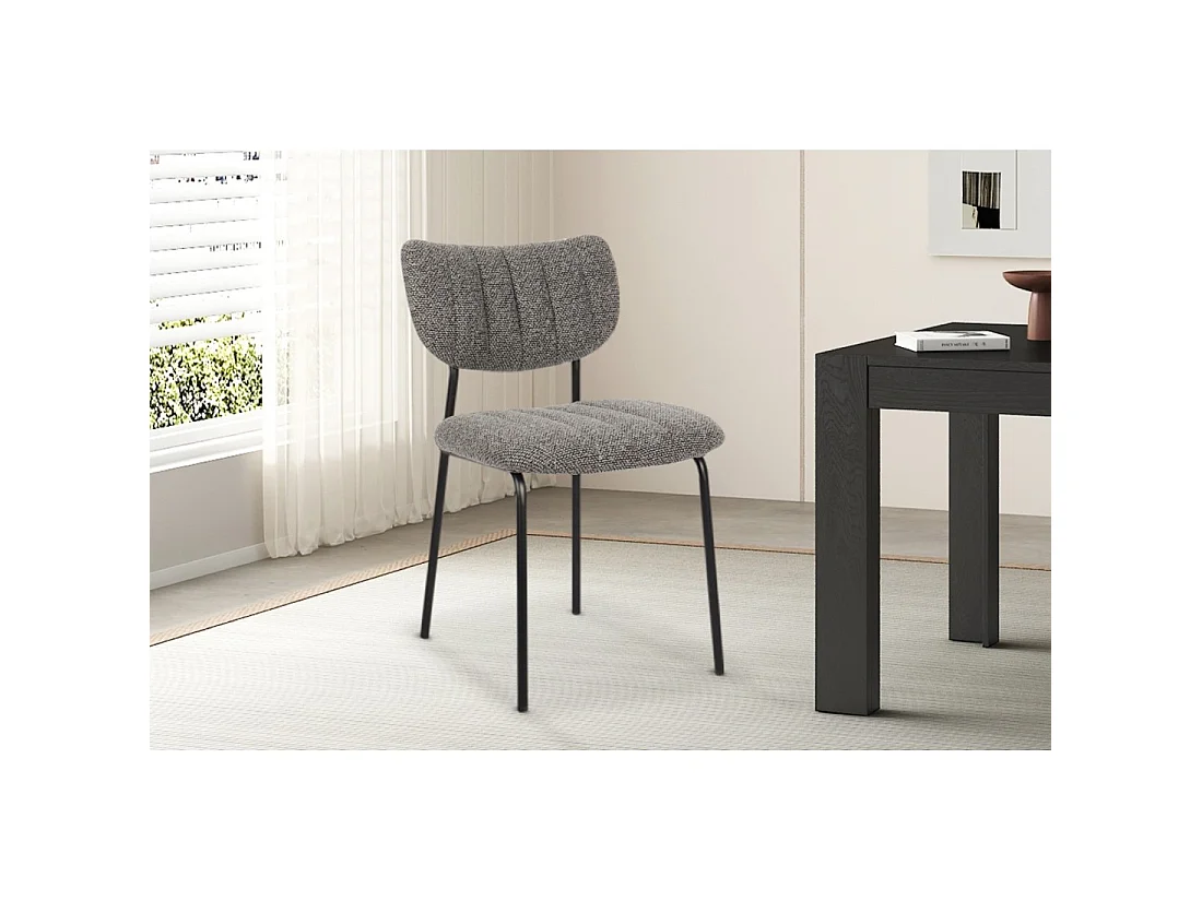 Set van 2 stoelen NORAYA – Donkergrijze stof – Compact ontwerp – Metalen poten – Hedendaagse elegantie