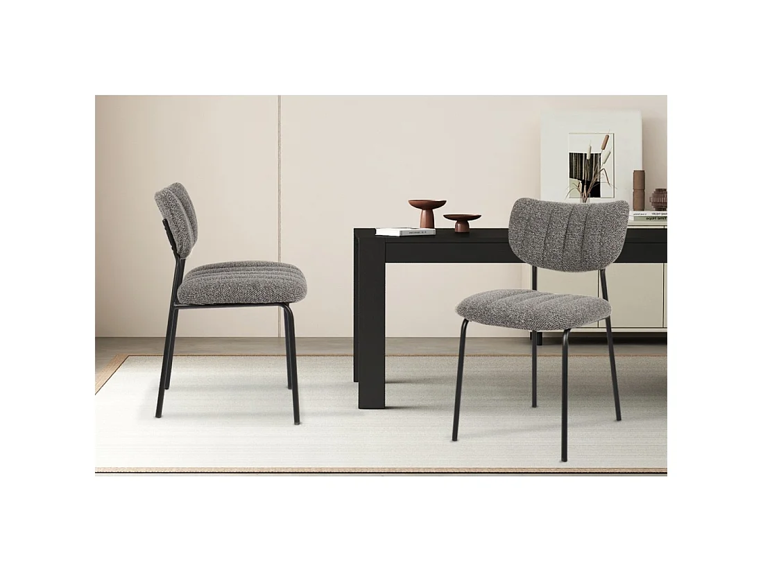 Set van 2 stoelen NORAYA – Donkergrijze stof – Compact ontwerp – Metalen poten – Hedendaagse elegantie