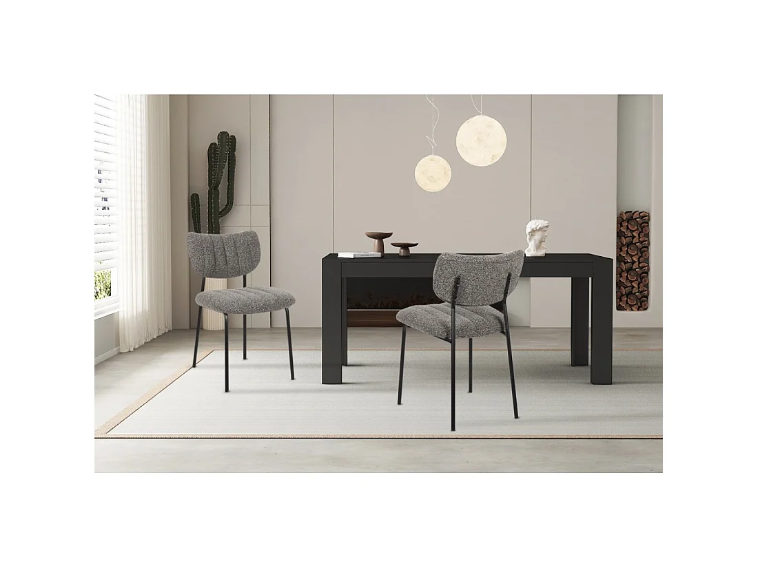 Set van 2 stoelen NORAYA – Donkergrijze stof – Compact ontwerp – Metalen poten – Hedendaagse elegantie