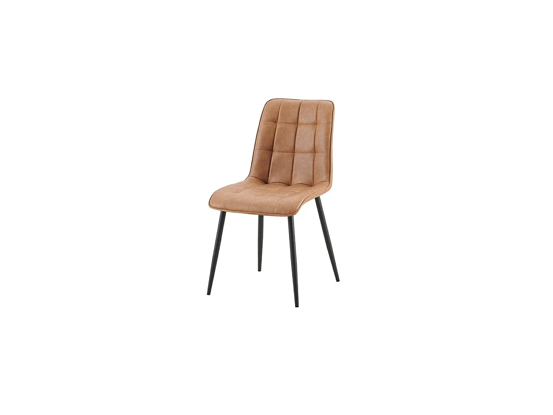 Set von 4 Stühlen MIREA – Cognac – Zeitloser Stil – Metallbeine – PU-Beschichtung, leicht zu reinigen