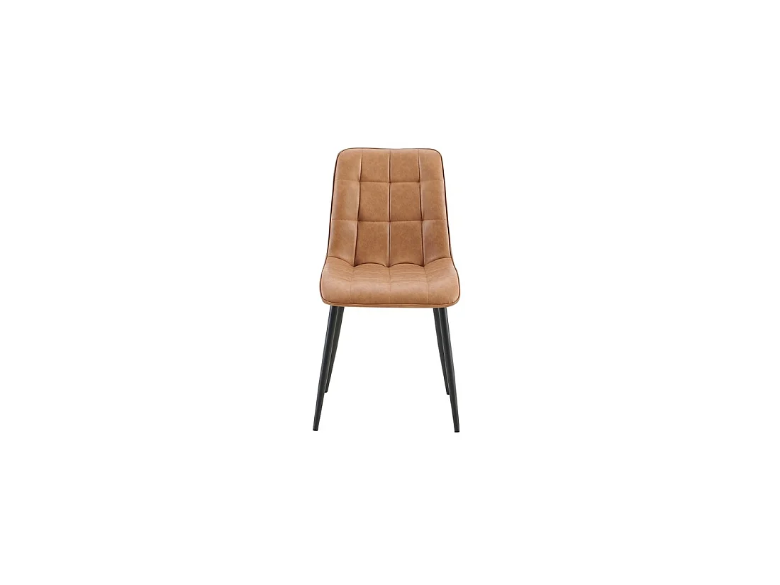 Set von 4 Stühlen MIREA – Cognac – Zeitloser Stil – Metallbeine – PU-Beschichtung, leicht zu reinigen