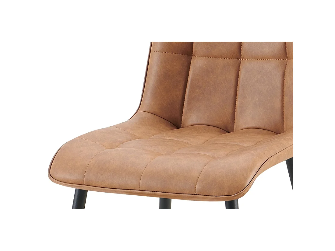 Set von 4 Stühlen MIREA – Cognac – Zeitloser Stil – Metallbeine – PU-Beschichtung, leicht zu reinigen
