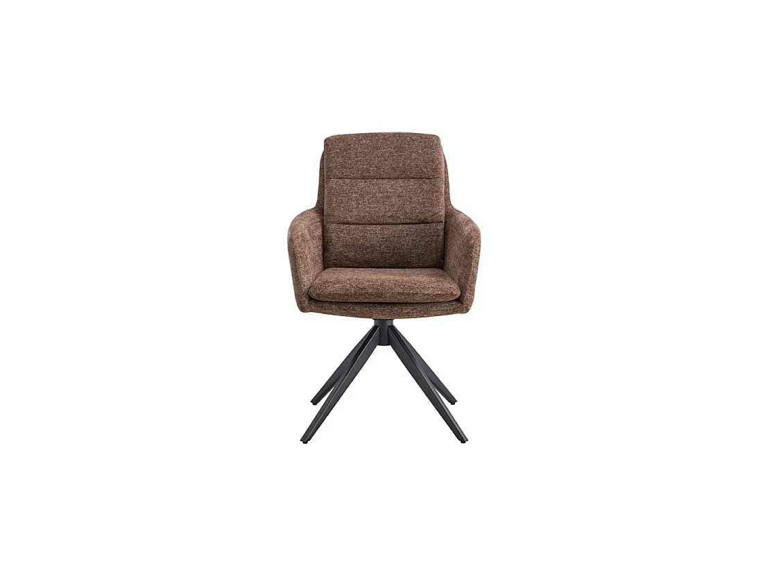 Lot de 2 fauteuils KAVINA – Tissu brun – Pieds métal – Avec accoudoirs – Design chaleureux et intemporel