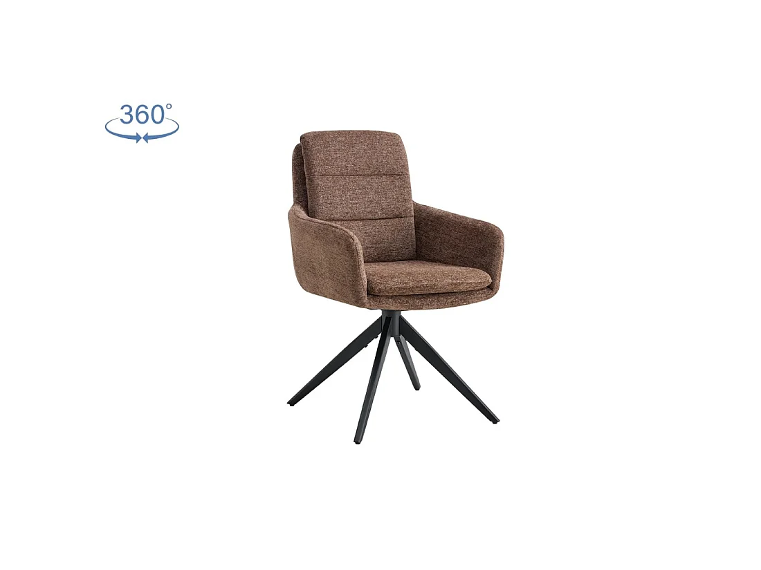 Lot de 2 fauteuils KAVINA – Tissu brun – Pieds métal – Avec accoudoirs – Design chaleureux et intemporel