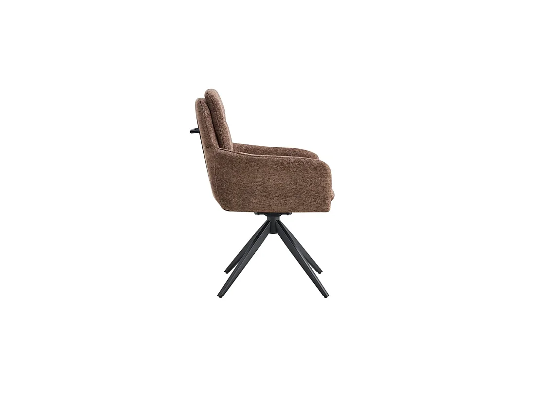 Lot de 2 fauteuils KAVINA – Tissu brun – Pieds métal – Avec accoudoirs – Design chaleureux et intemporel