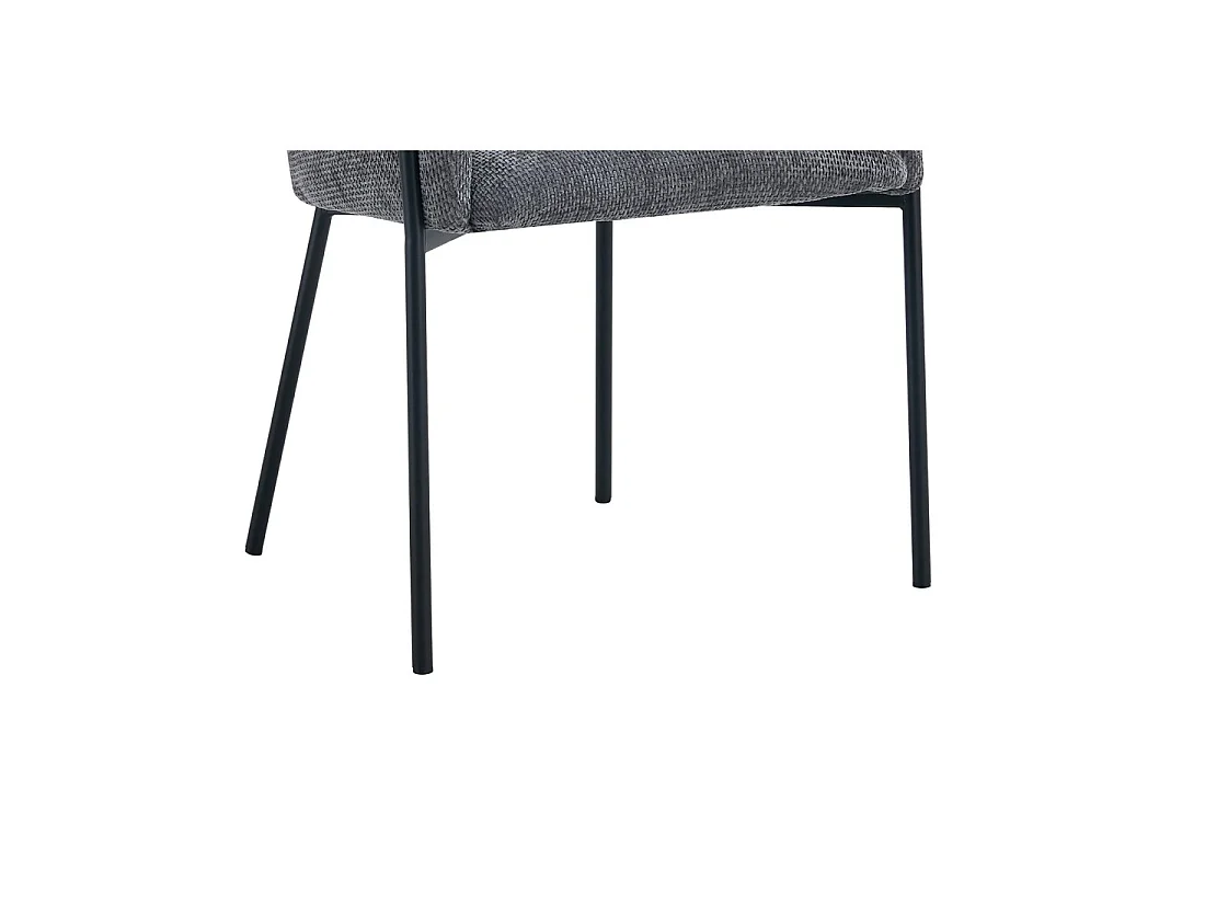 Eetkamerstoel CAMPBELL – Grijze stof – Armleuningen – Zwarte metalen poten – Design / industrieel stijl