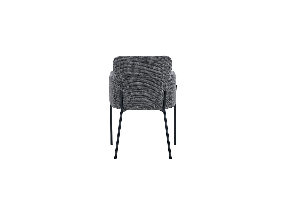 Eetkamerstoel CAMPBELL – Grijze stof – Armleuningen – Zwarte metalen poten – Design / industrieel stijl