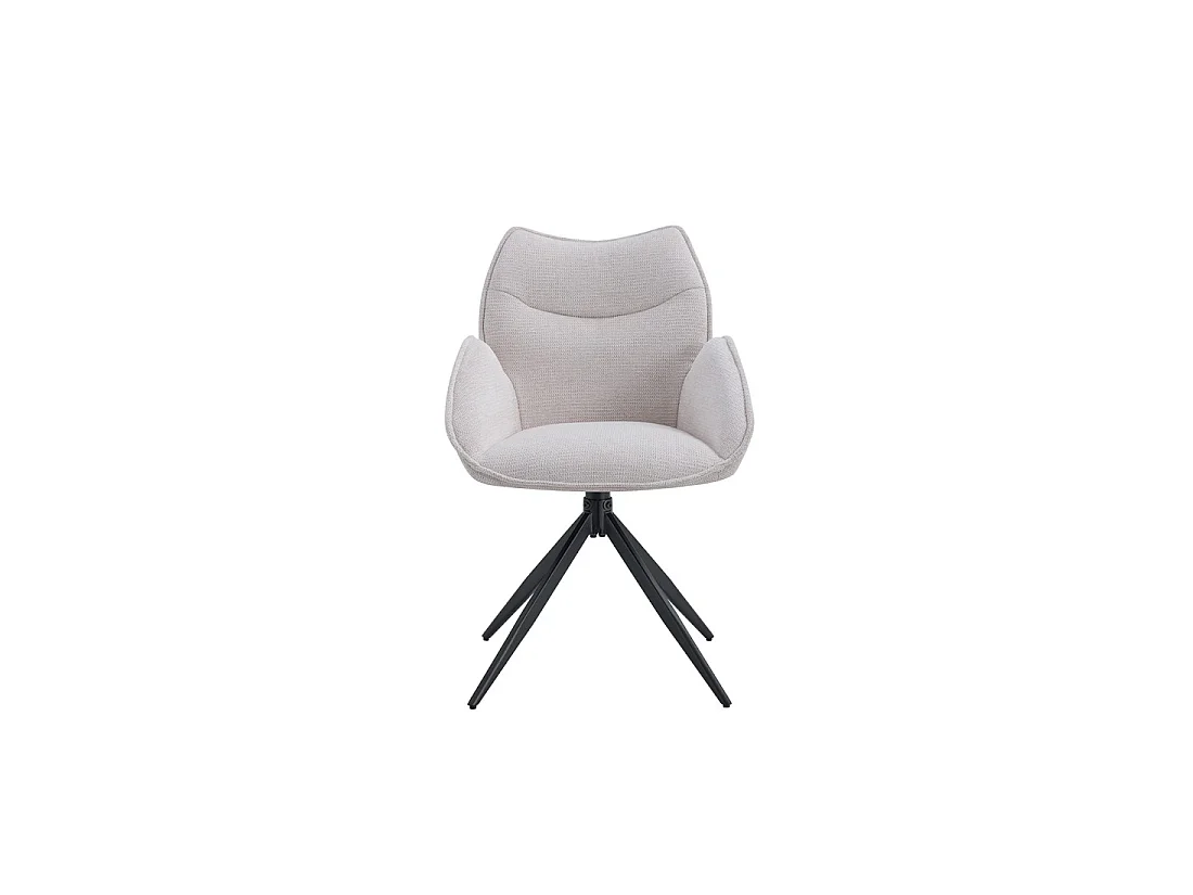 Drehbarer Esszimmerstuhl MOOREA – Beigefarbener Stoff – Schwarze Metallbeine – Höhe 90 cm – Design-/Industriestil