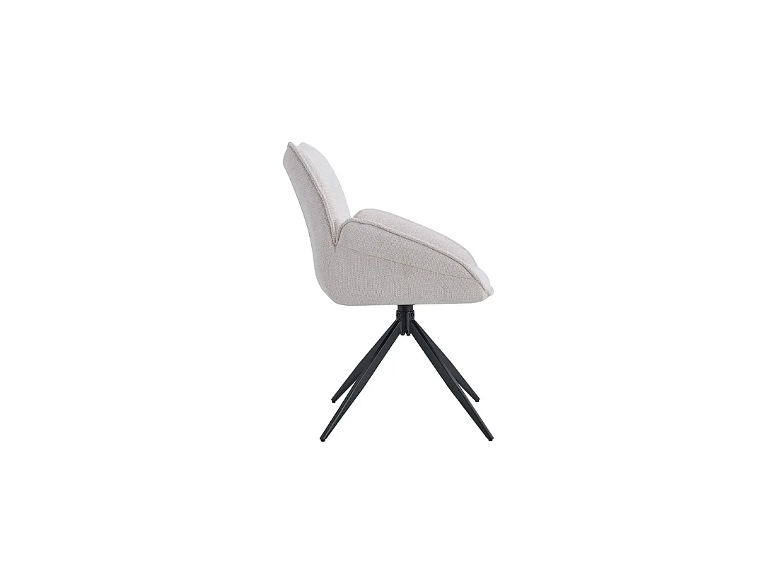 Drehbarer Esszimmerstuhl MOOREA – Beigefarbener Stoff – Schwarze Metallbeine – Höhe 90 cm – Design-/Industriestil