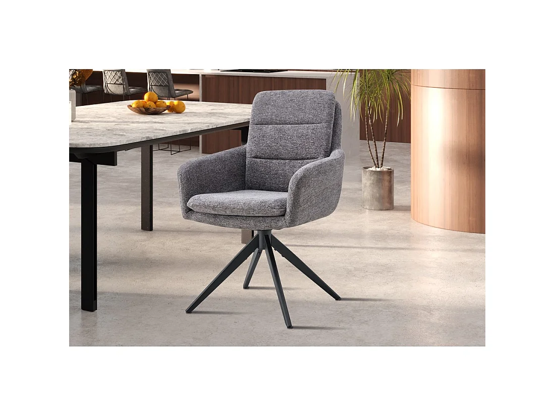 Set van 2 KAVINA fauteuils - Donkergrijze stof - Metalen poten - Met armleuningen - Elegant en omhullend ontwerp