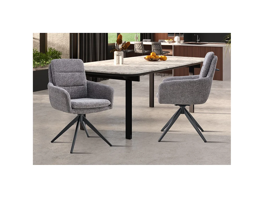 Set van 2 KAVINA fauteuils - Donkergrijze stof - Metalen poten - Met armleuningen - Elegant en omhullend ontwerp