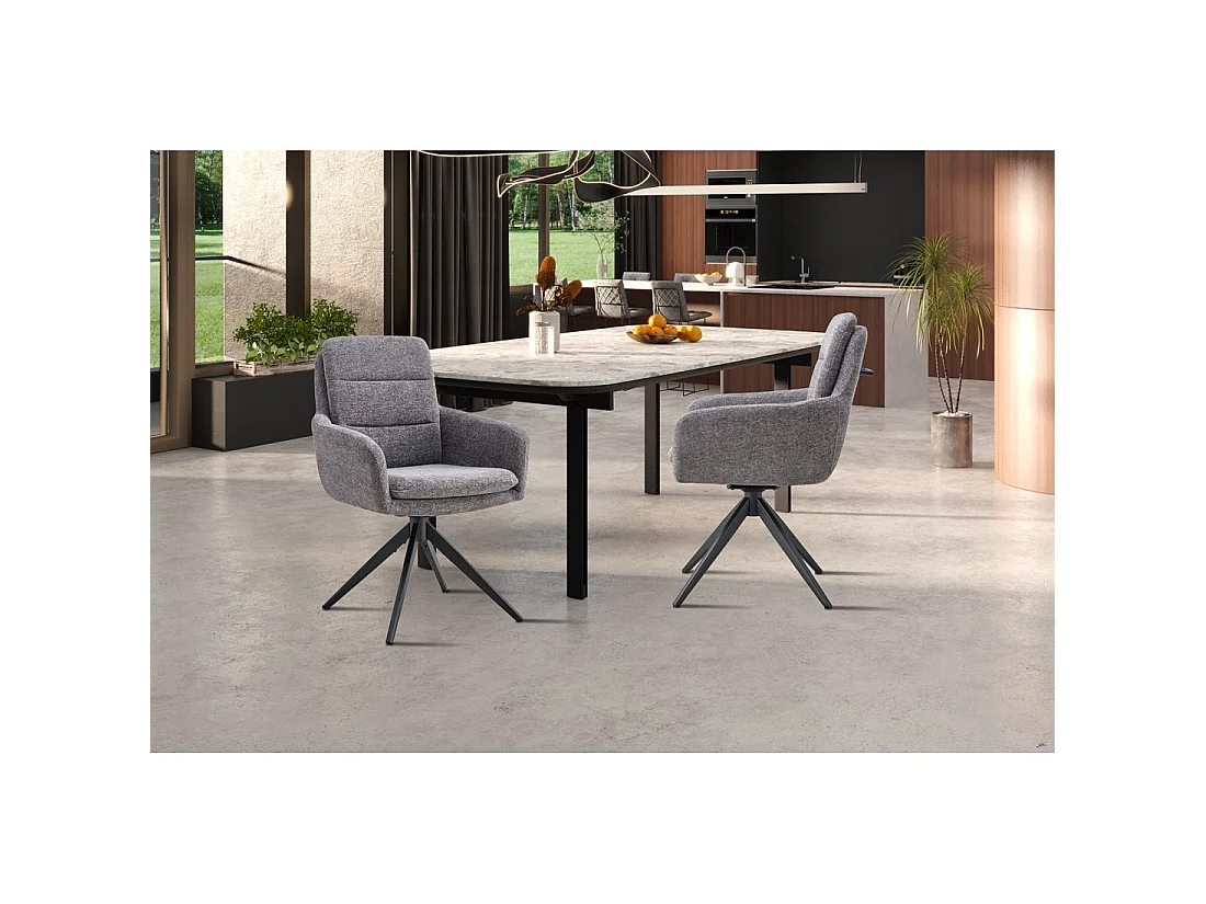 Set van 2 KAVINA fauteuils - Donkergrijze stof - Metalen poten - Met armleuningen - Elegant en omhullend ontwerp