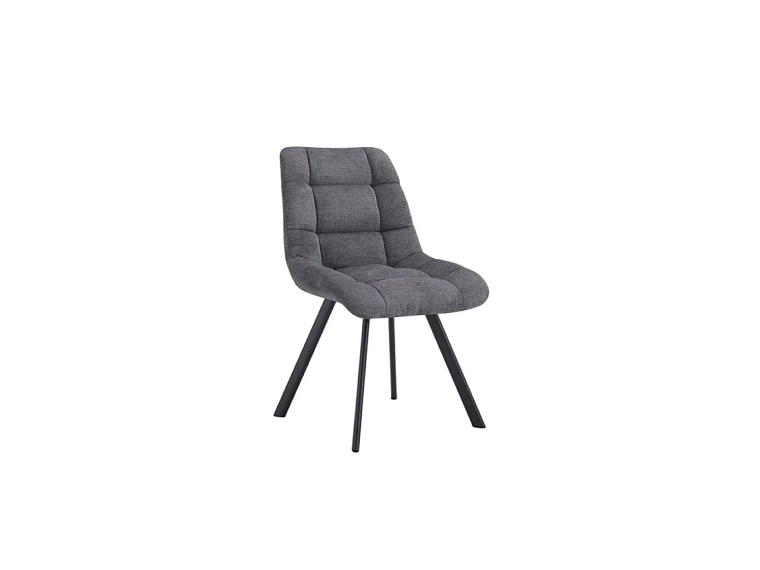 Set van 2 stoelen VELMIA - Donkergrijze stof - Metalen poten - Compact ontwerp - Moderne en sobere elegantie