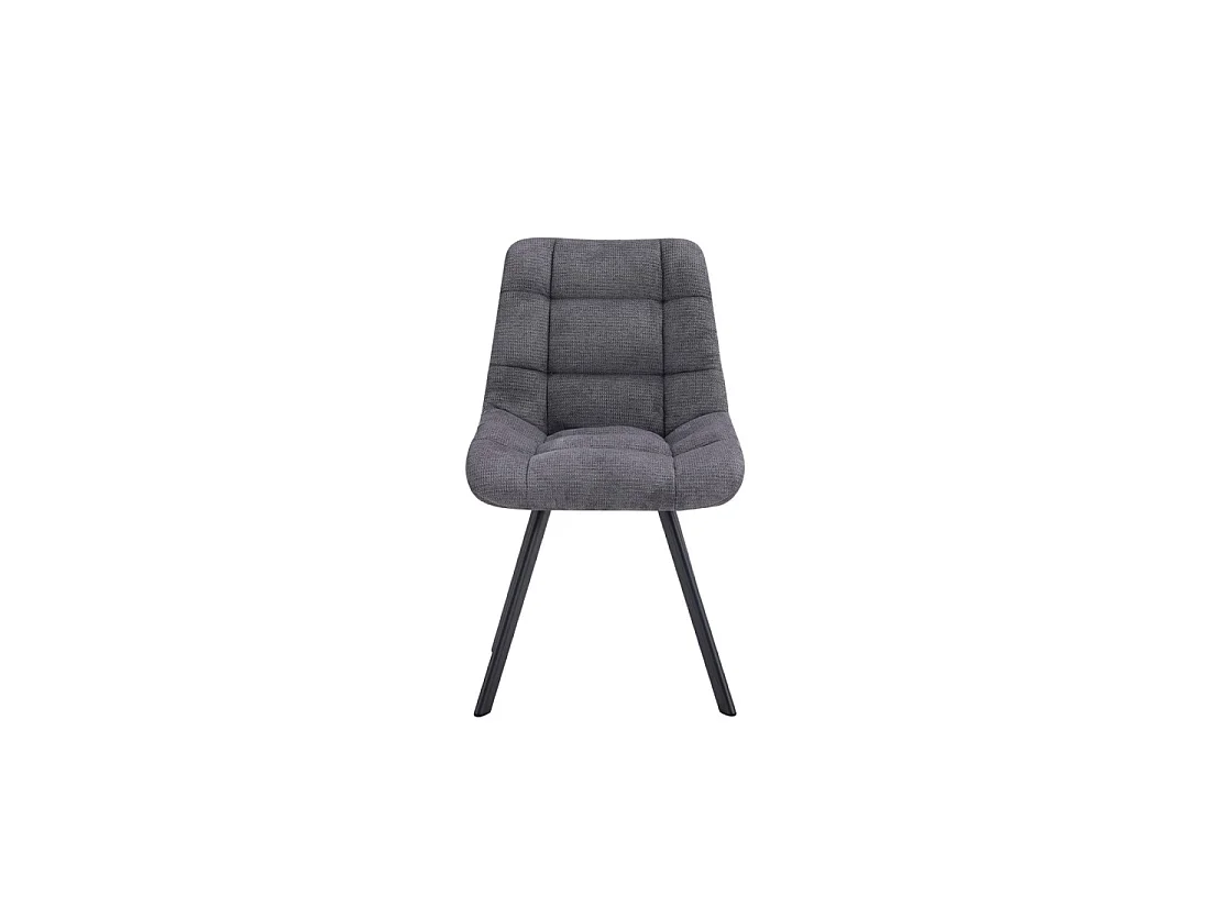 Set van 2 stoelen VELMIA - Donkergrijze stof - Metalen poten - Compact ontwerp - Moderne en sobere elegantie