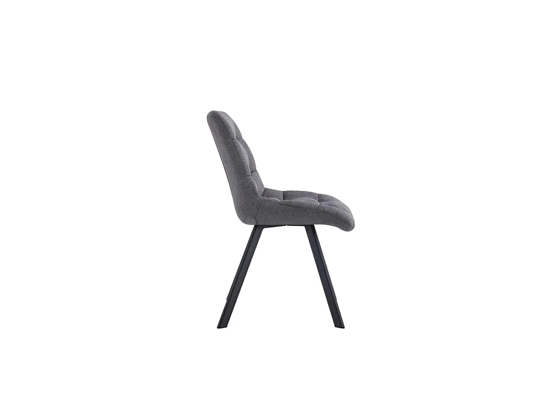 Set van 2 stoelen VELMIA - Donkergrijze stof - Metalen poten - Compact ontwerp - Moderne en sobere elegantie