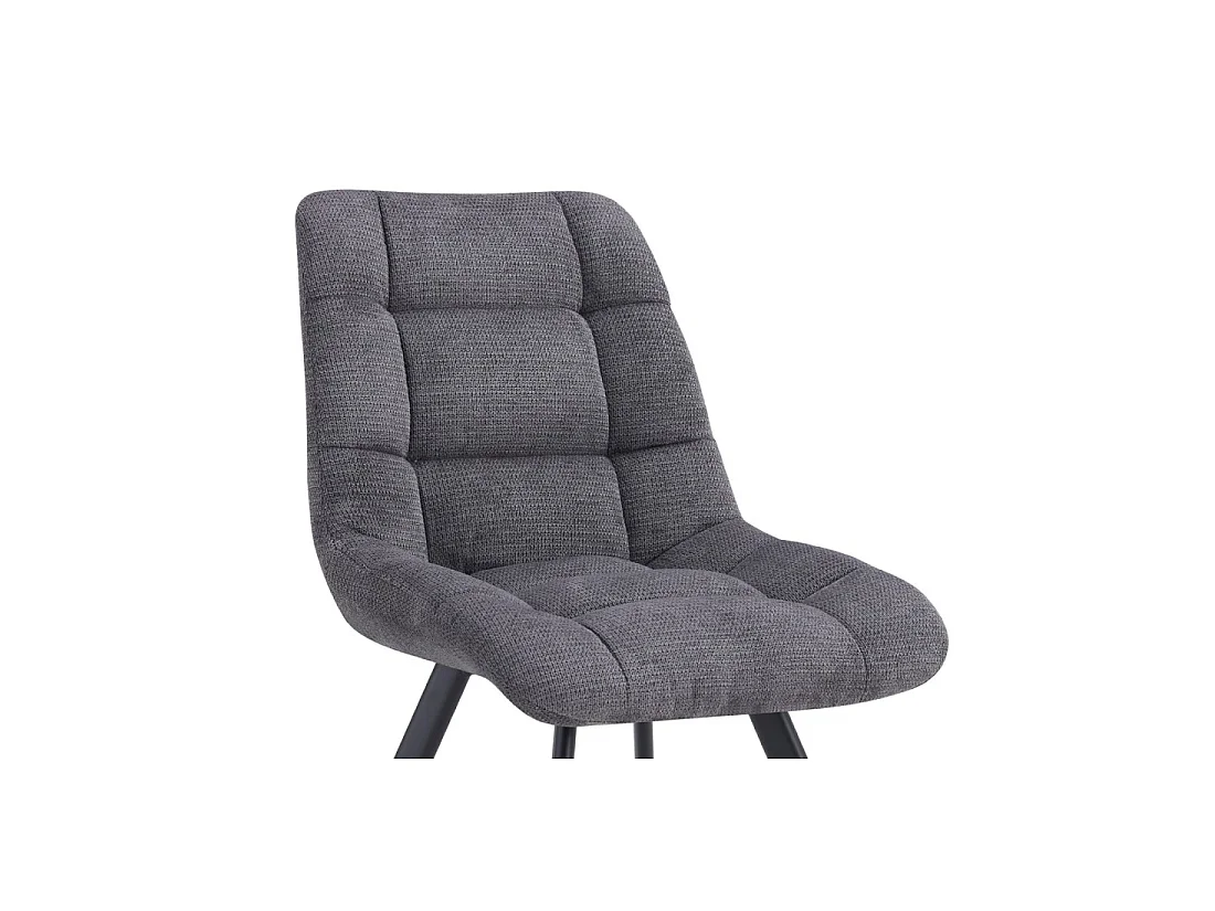 Set van 2 stoelen VELMIA - Donkergrijze stof - Metalen poten - Compact ontwerp - Moderne en sobere elegantie