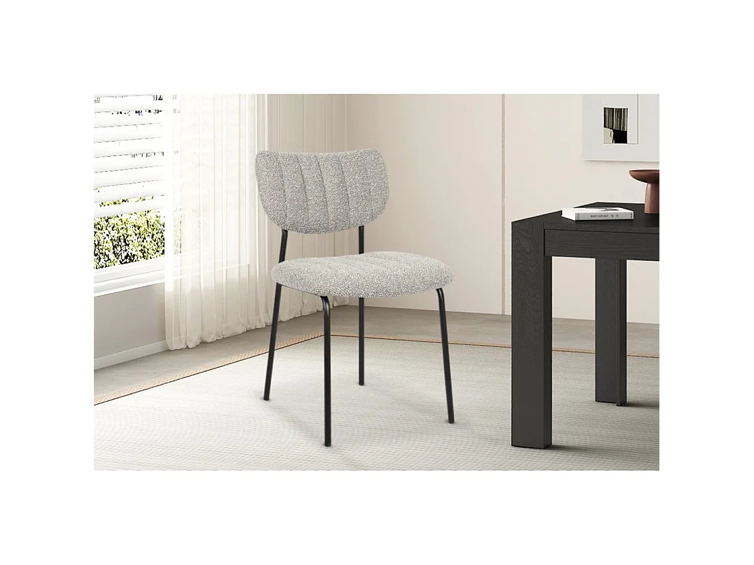 Set van 2 stoelen NORAYA - Lichtgrijze stof - Metalen poten - Compact ontwerp - Moderne en strakke elegantie