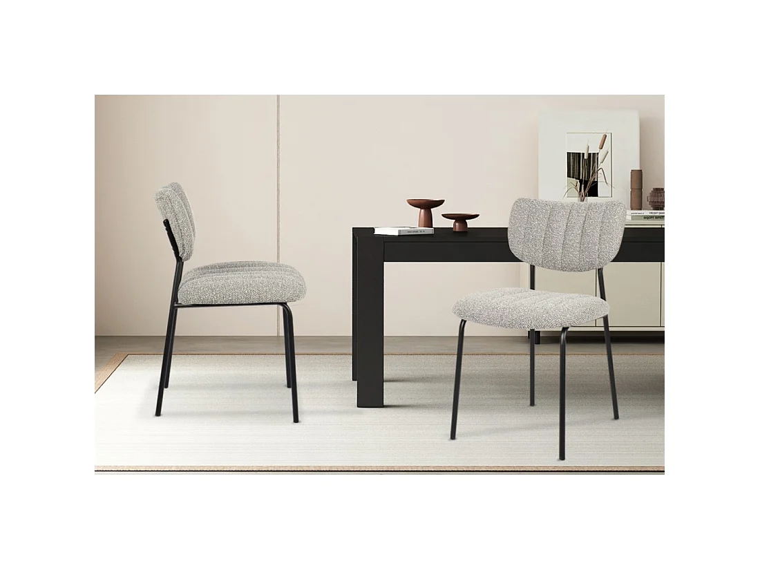 Set van 2 stoelen NORAYA - Lichtgrijze stof - Metalen poten - Compact ontwerp - Moderne en strakke elegantie