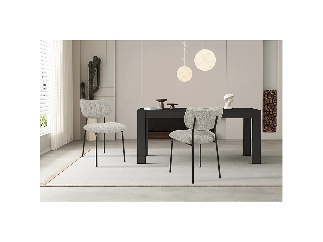 Set van 2 stoelen NORAYA - Lichtgrijze stof - Metalen poten - Compact ontwerp - Moderne en strakke elegantie
