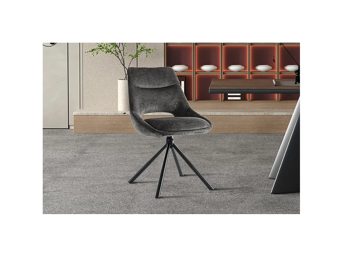 Set van 2 stoelen YUMENA - Grijze stof - Metalen poten - Compact ontwerp - Sobere en hedendaagse elegantie