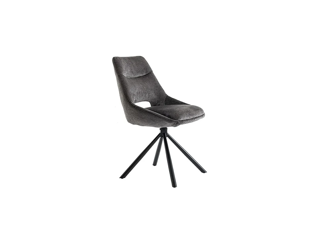 Set van 2 stoelen YUMENA - Grijze stof - Metalen poten - Compact ontwerp - Sobere en hedendaagse elegantie